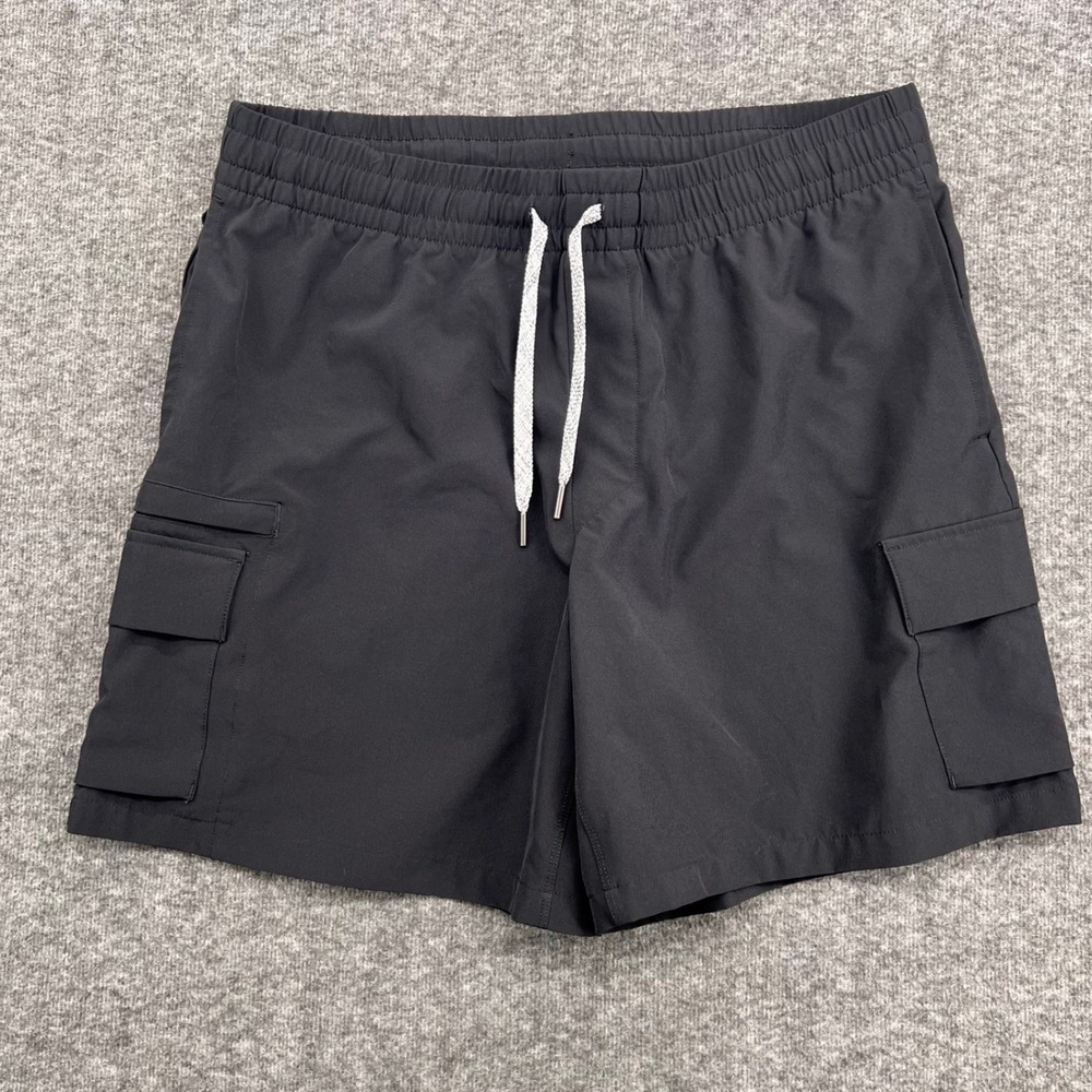 All in Motion Womens Black Cargo Shorts Elastic Waist Drawstring Size Large